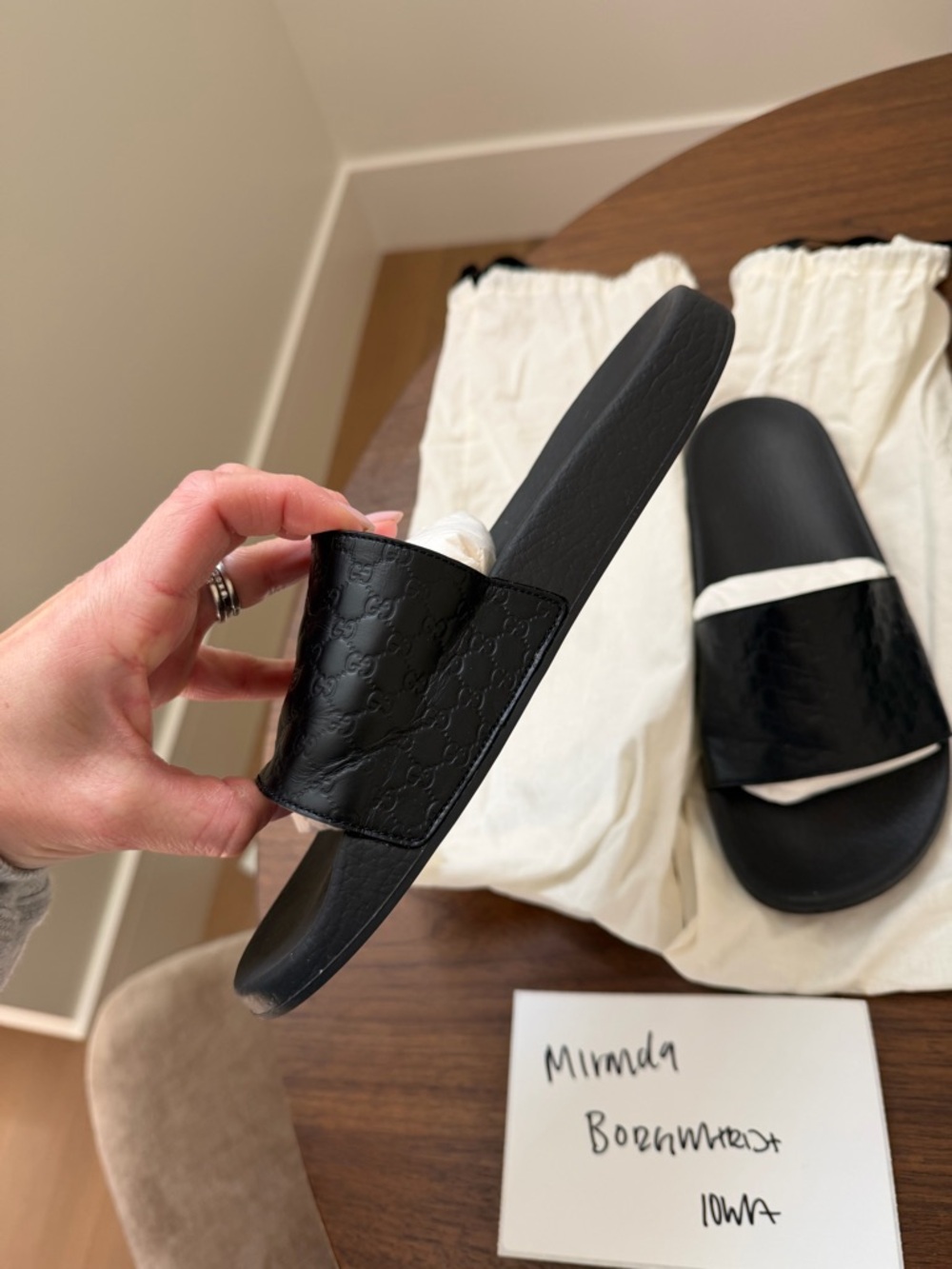 Gucci Embossed Slide Sandals - Picture 2 of 3